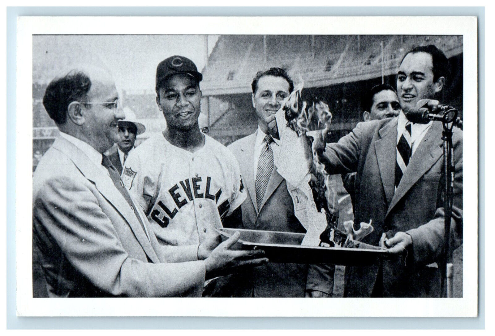 c1940s Burning Larry Doby's House Mortgage Yankee Stadium Bronx NY Postcard