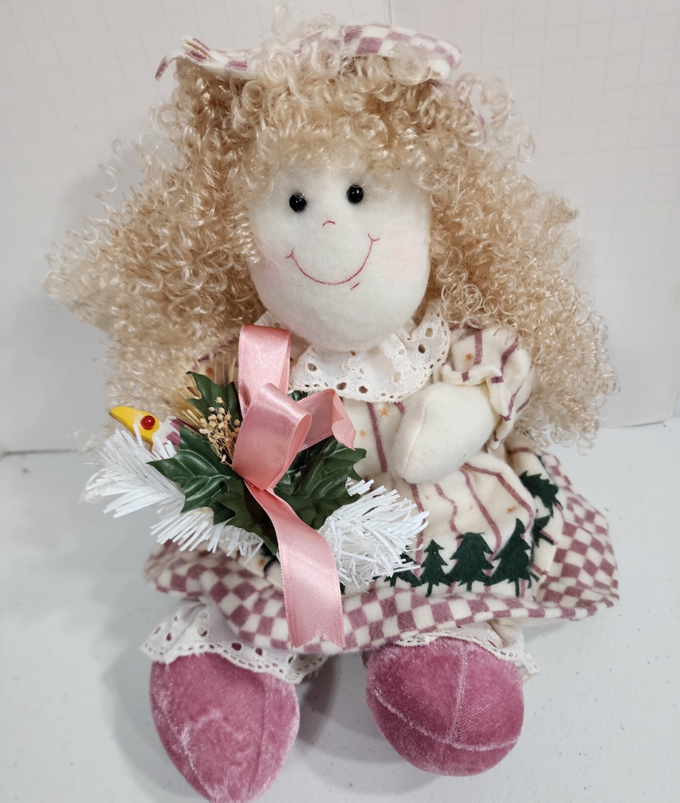 VTG Victorian Country Christmas Shelf Sitting Angel Fabric Doll My Collection VTG Victorian Country Christmas Shelf Sitting Angel Fabric Doll My Collection