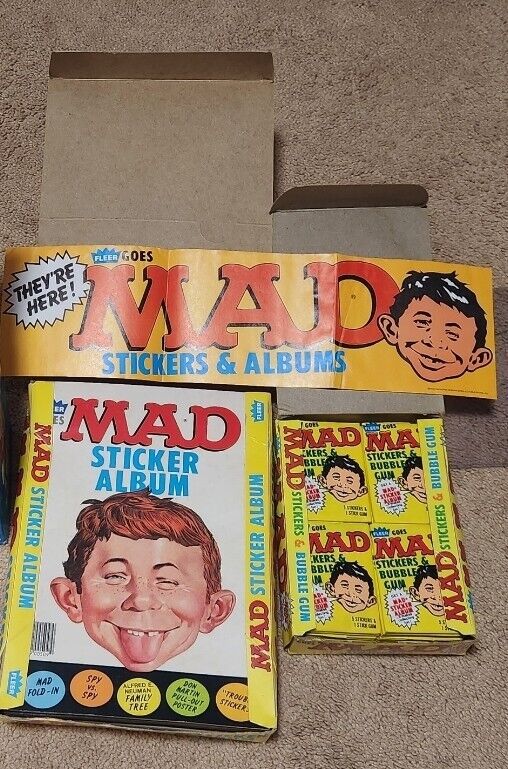 LOT 2 BOXES: 1983 Fleer Goes MAD STICKERS (36) Sealed Wax Packs & (12) ALBUMS 