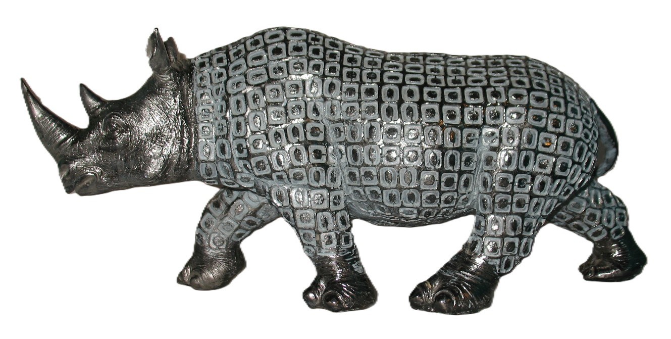Title: Vintage Mid-Century Modern Geometric Cast Metal Rhinoceros Sculpture – 12 Title: Vintage Mid-Century Modern Geometric Cast Metal Rhinoceros Sculpture – 12