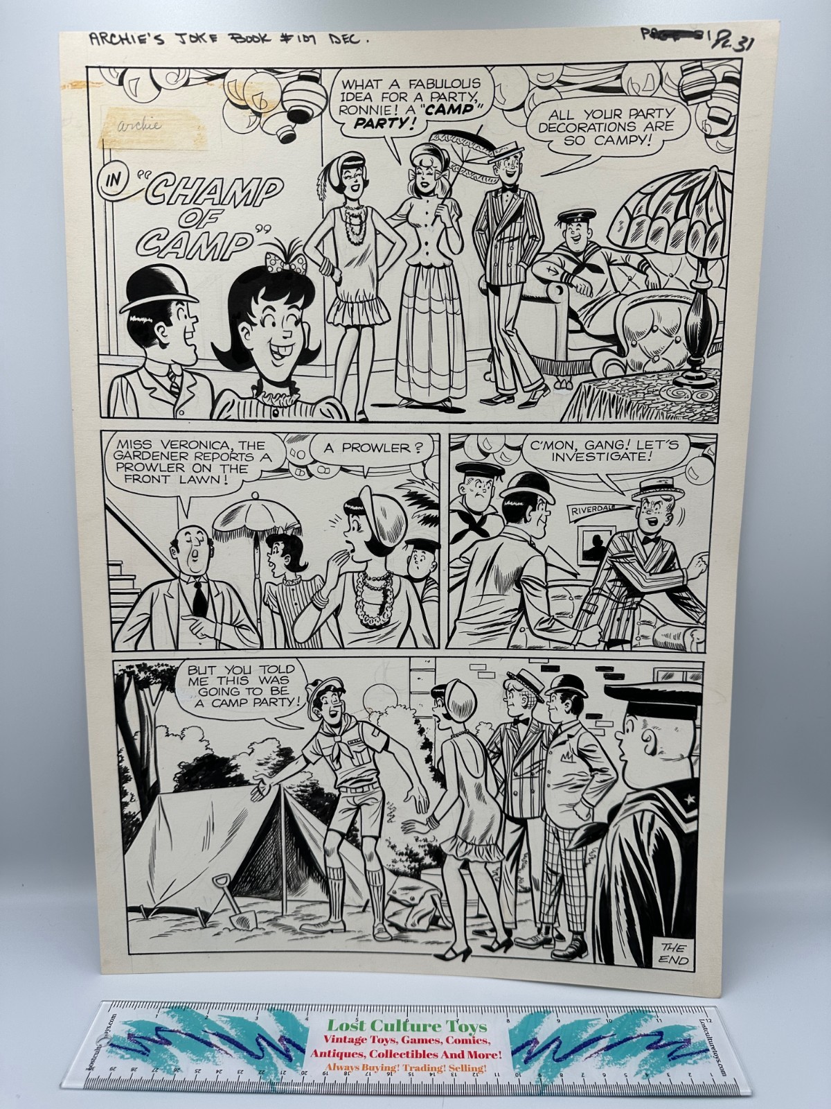 Vintage 1966 Archie's Joke Book #107 Complete 1-Page Story Original Comic Art Vintage 1966 Archie's Joke Book #107 Complete 1-Page Story Original Comic Art