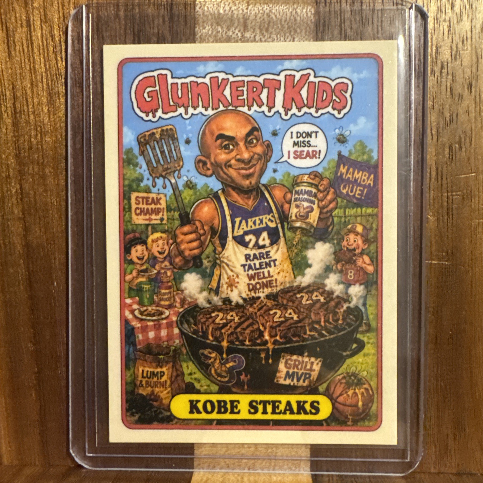 Glunkert Kids Kobe Steaks Bryant Lakers Gpk Parody Art Card Glunkert Kids Kobe Steaks Bryant Lakers Gpk Parody Art Card
