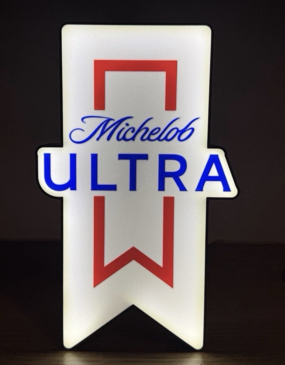 Michelob Ultra LED Light Box – 3D Printed Wall Sign Or Night Light Michelob Ultra LED Light Box – 3D Printed Wall Sign Or Night Light