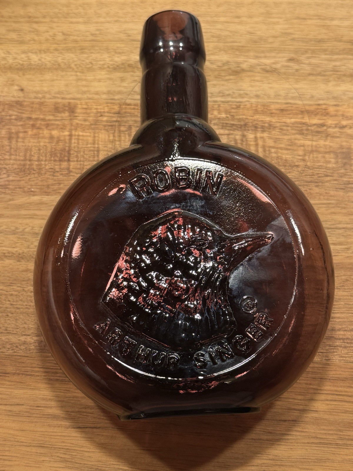 Vintage Arthur Singer Robin Bottle Clevenger Brothers Glass Bottle