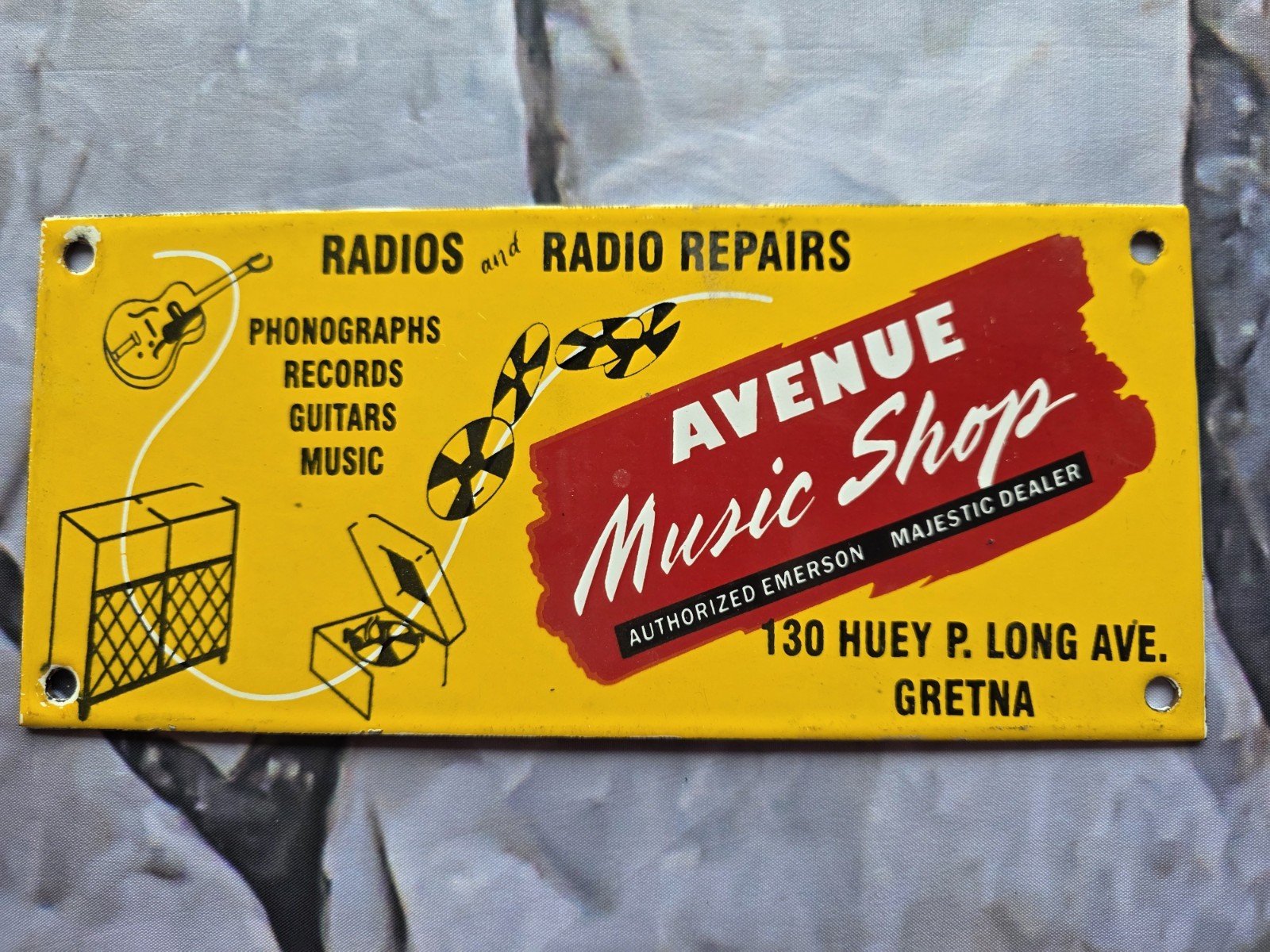 VINTAGE AVENUE MUSIC SHOP PORCELAIN SIGN JUKE BOX RECORD 10\