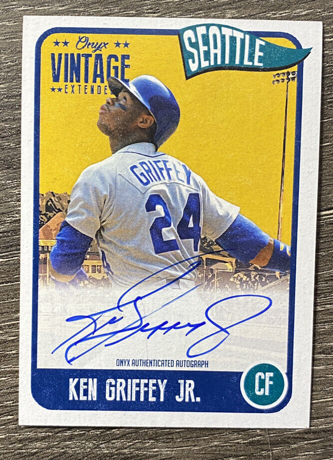 2021 Onyx Vintage Extended Ken Griffey Jr Auto On Card Blue Ink /275 Mariners
