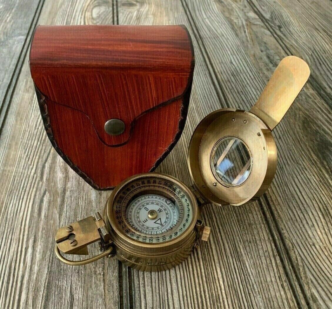 Vintage Solid Brass WWII Military Pocket Compass Gift Vintage Solid Brass WWII Military Pocket Compass Gift