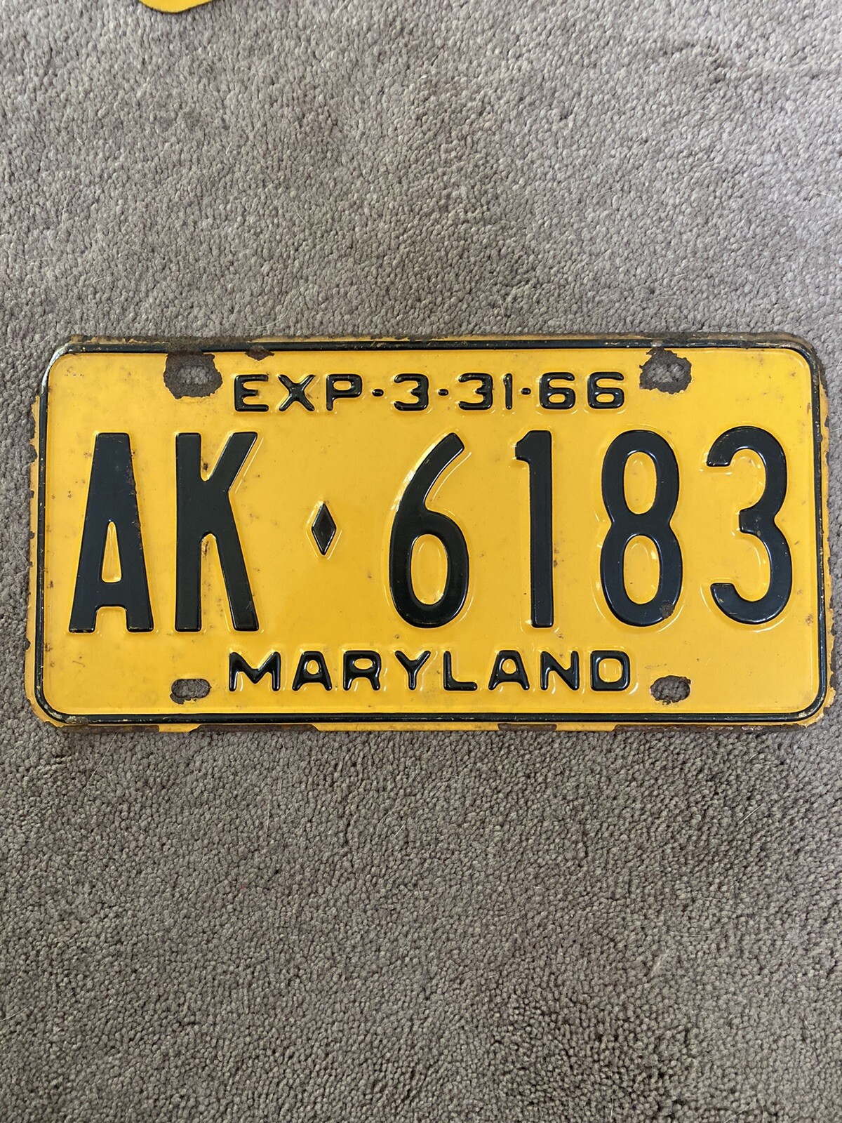 1966 Maryland License Plate - AK 6183 - Very Nice 1966 Maryland License Plate - AK 6183 - Very Nice
