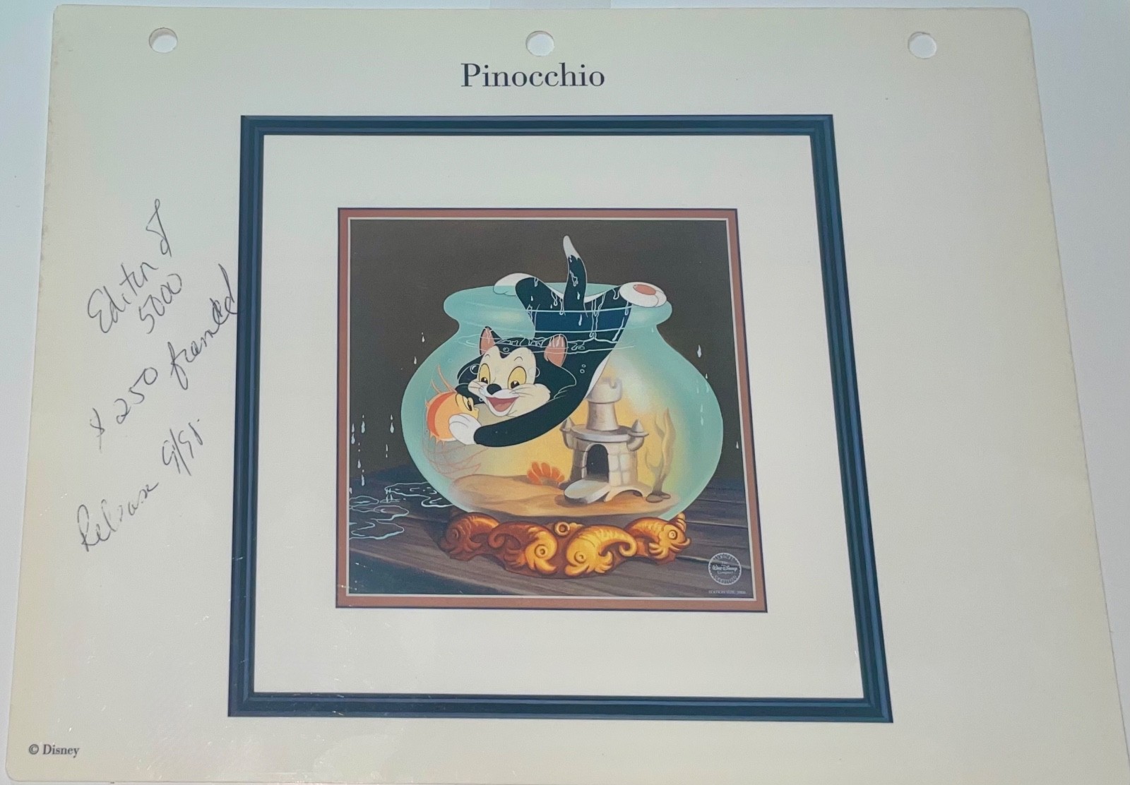 Disney Pinocchio Cat Laminated Promo Binder Gallery Page Fishing For A Cat Rare Disney Pinocchio Cat Laminated Promo Binder Gallery Page Fishing For A Cat Rare