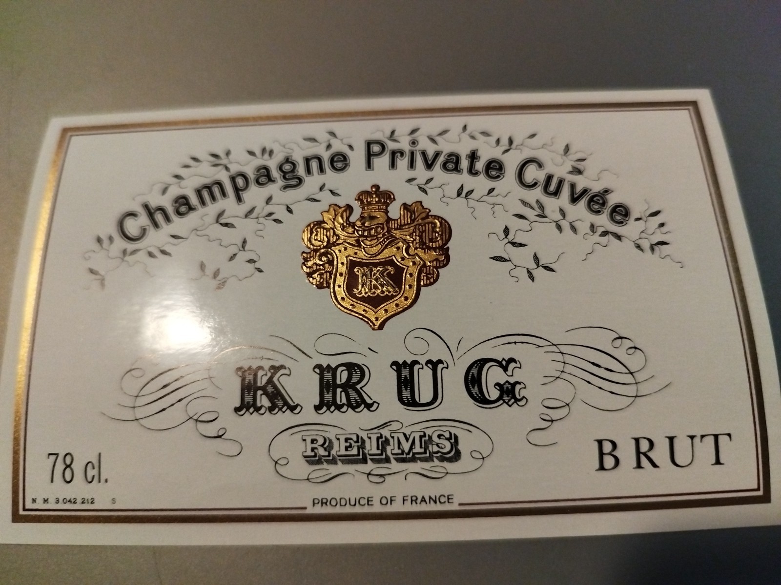 Authentic Vintage Krug Champagne Private Cuvee Label Unused NOS Reims France 78c Authentic Vintage Krug Champagne Private Cuvee Label Unused NOS Reims France 78c