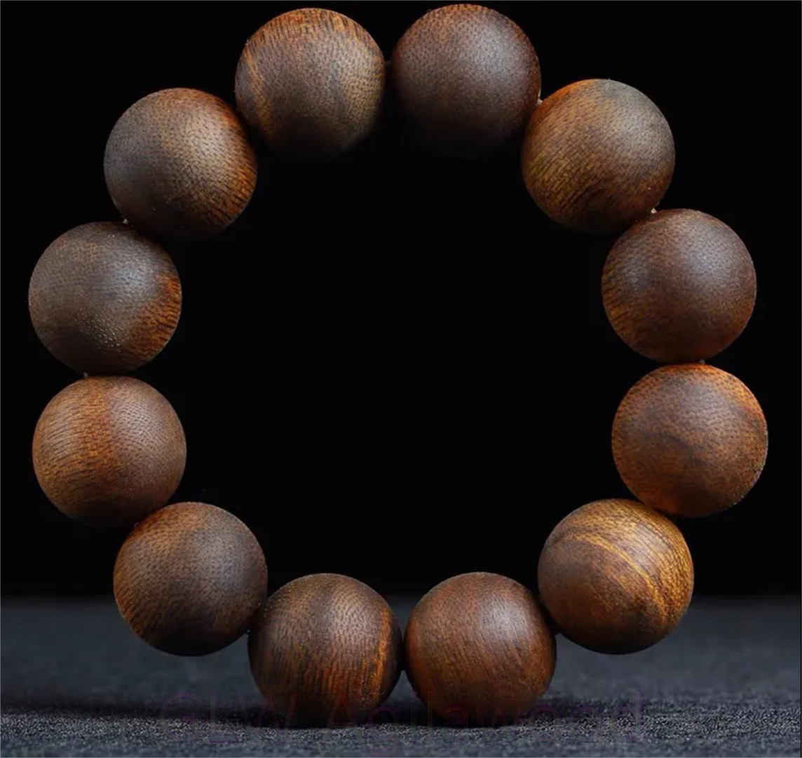 20mm*12 Real Nha Trang Agarwood Bracelet Malas Meditation Agarwood Prayer Beads