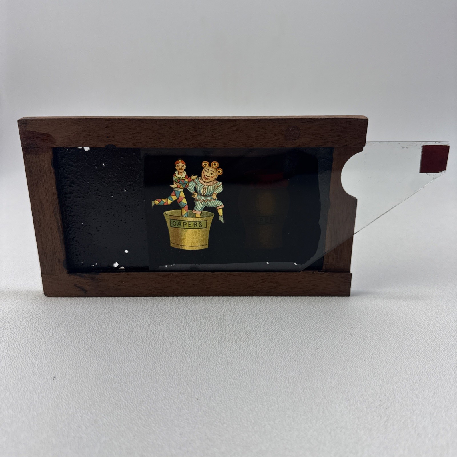 Antique Victorian Magic Lantern Slip Slide CAPERS Harlequin Clown Pantomime Antique Victorian Magic Lantern Slip Slide CAPERS Harlequin Clown Pantomime
