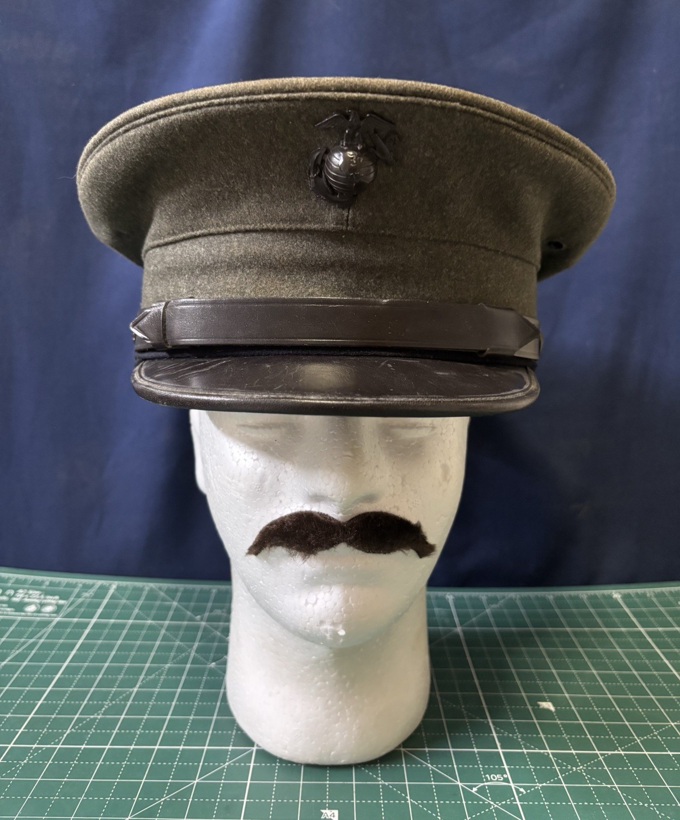 Pre WW2 USMC Rare Green Service Dress Uniform Hat 1940 Pre WW2 USMC Rare Green Service Dress Uniform Hat 1940