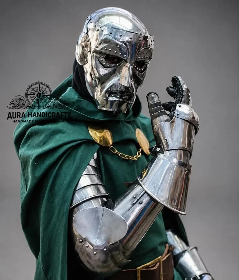 AURA D0ctor Doom Inspired Cosplay Armor Set, Dr Doom Wearable Steel Helmet AURA D0ctor Doom Inspired Cosplay Armor Set, Dr Doom Wearable Steel Helmet