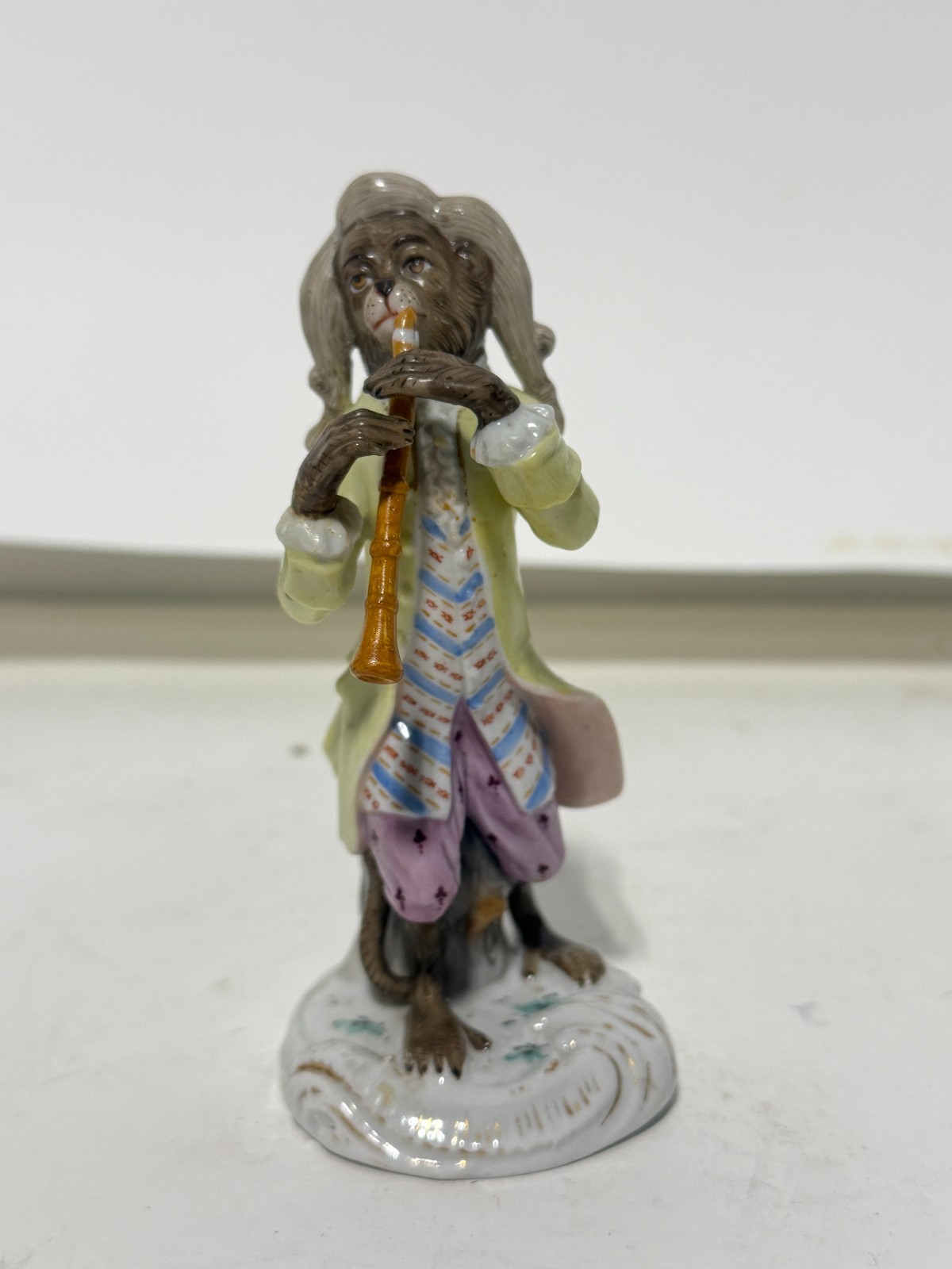 Meissen Style Porcelain Monkey Band Flute Player Meissen Style Porcelain Monkey Band Flute Player