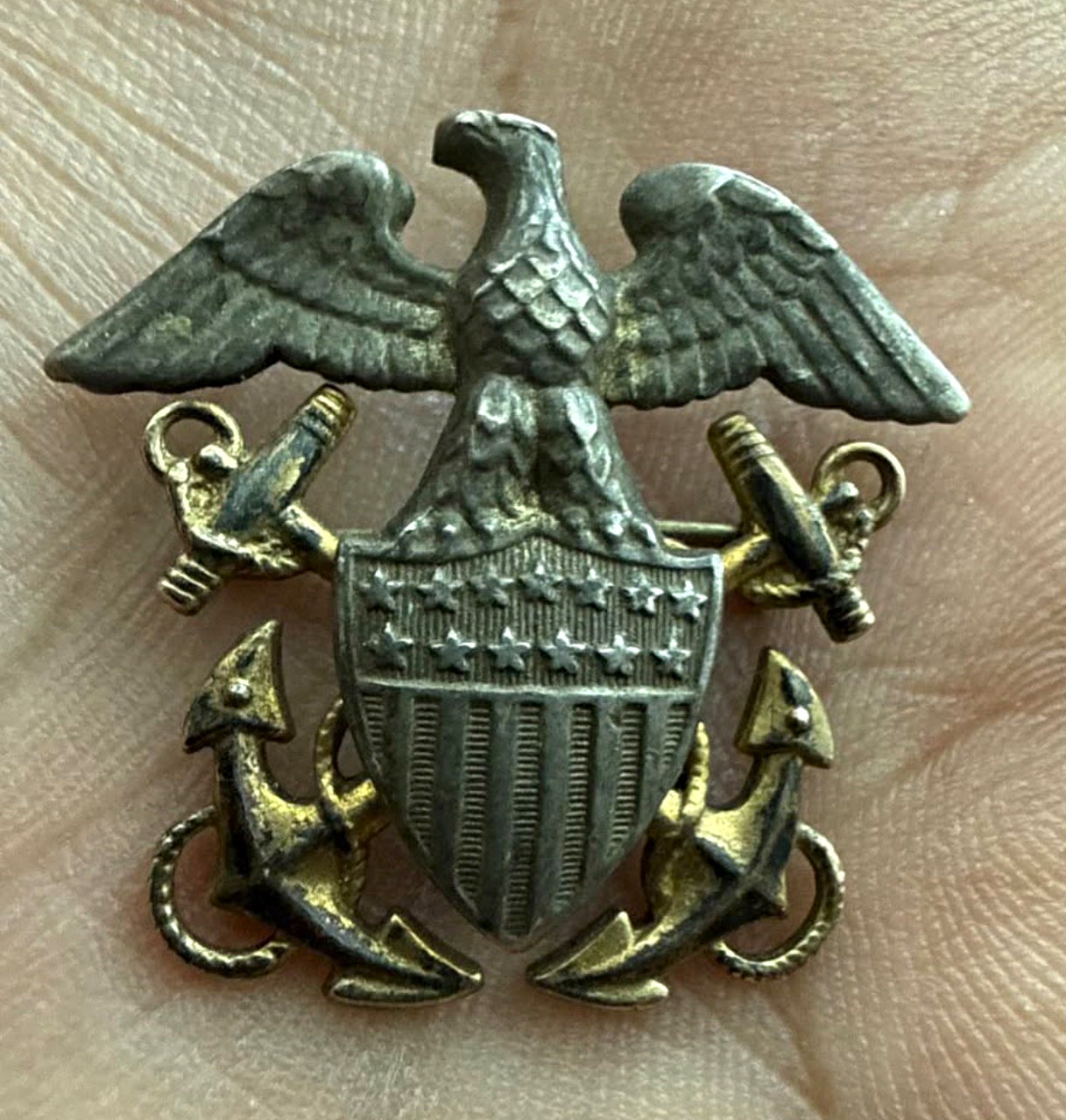 Vintage WWII US Navy Officer Hat Cap Badge Blackinton 1/20 10K Gold Filled USN Vintage WWII US Navy Officer Hat Cap Badge Blackinton 1/20 10K Gold Filled USN