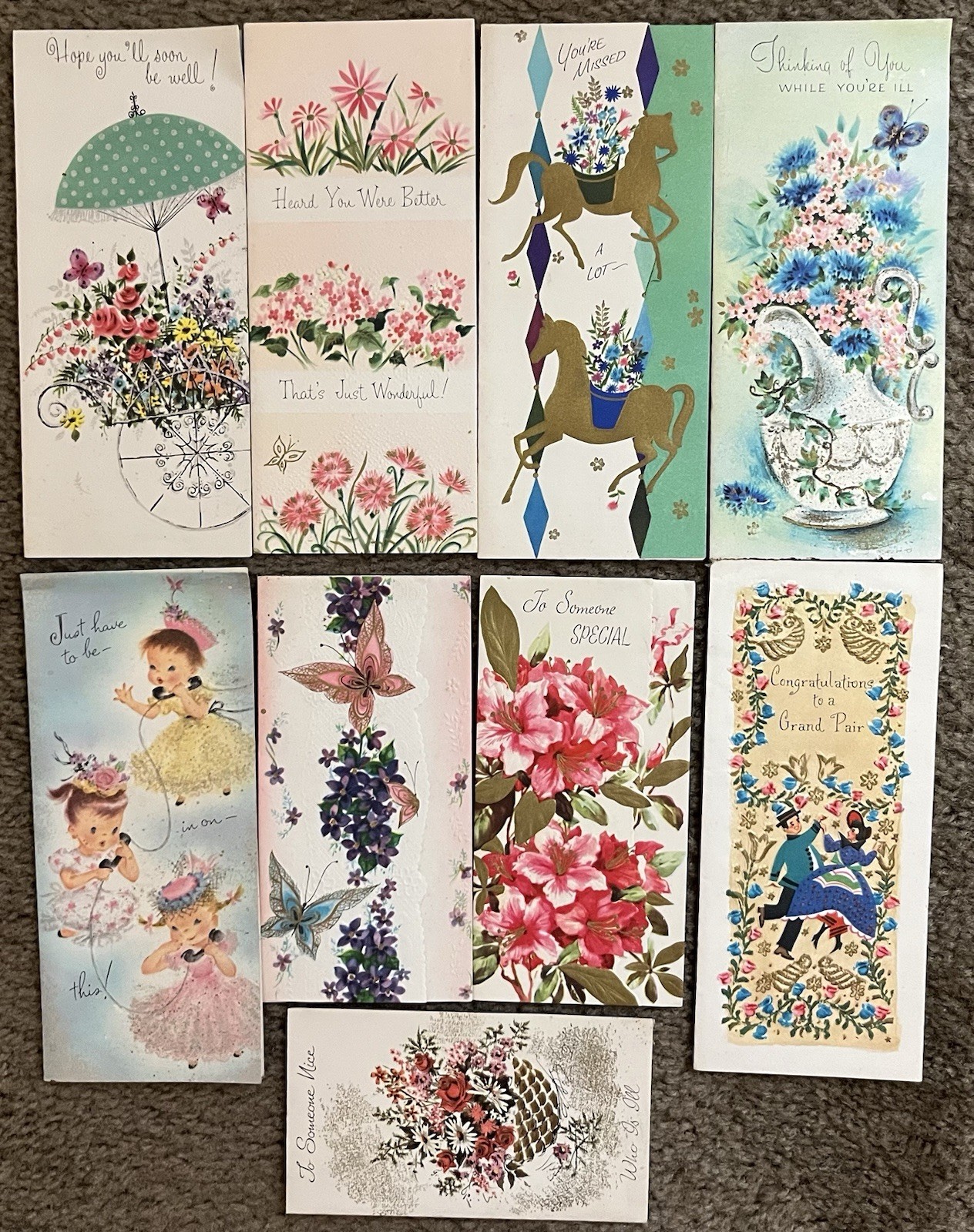 Vintage 9 Get Well & Birthday & Anniversary Cards