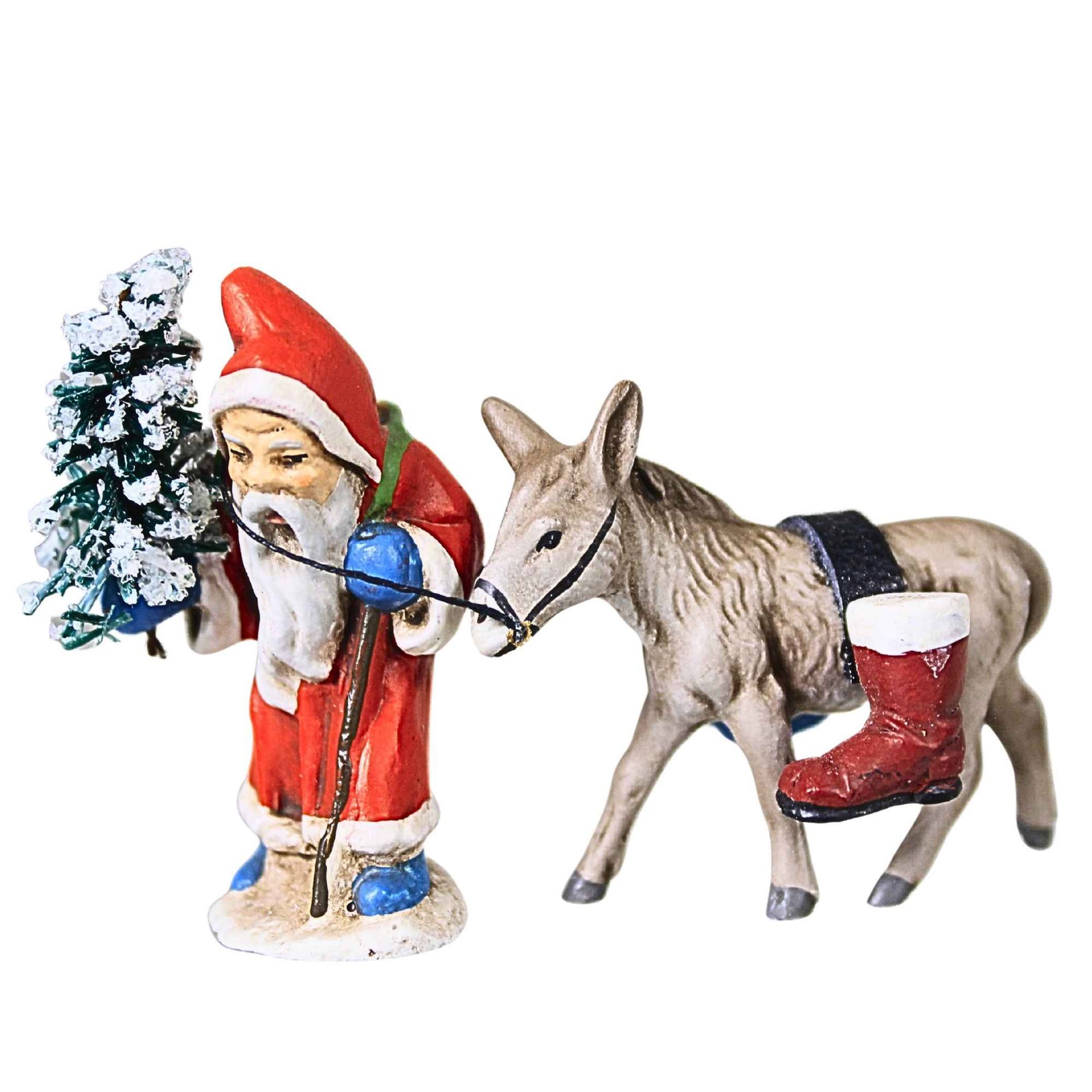 Marolin 2.00In Miniature Santa With Donkey, , Vintage German 663 Marolin 2.00In Miniature Santa With Donkey, , Vintage German 663