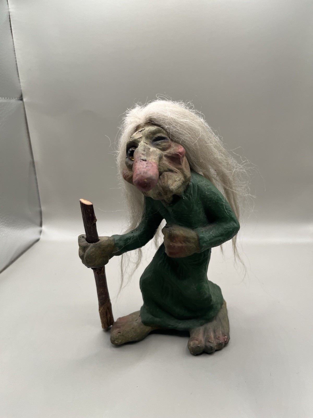 Vintage NyForm Norway Witch Troll Old Lady W/Walking Stick #113 Figurine 7” Vintage NyForm Norway Witch Troll Old Lady W/Walking Stick #113 Figurine 7”