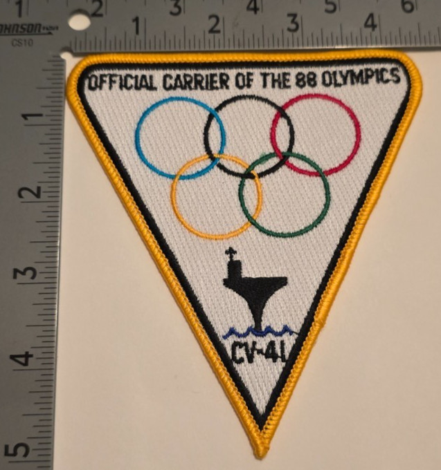 Vintage CV-41 USS Midway Official Carrier of the 88 Olympics Embroidered Patch