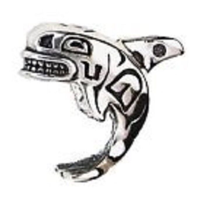 Orca killer whale sterling silver pendant totemic design 18 inch adjust. chain