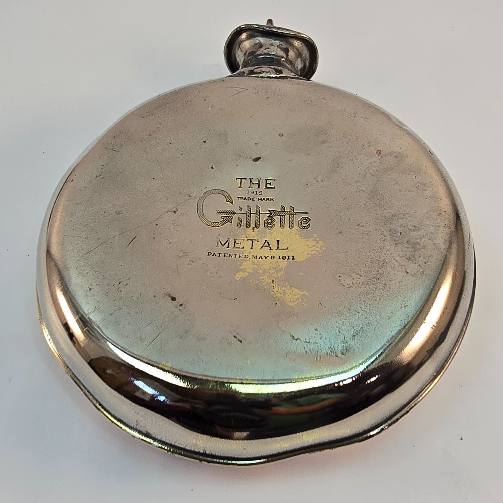 Antique The Gillette Metal Bed Warmer, A.Schrader & Son, NY 1911 Antique The Gillette Metal Bed Warmer, A.Schrader & Son, NY 1911