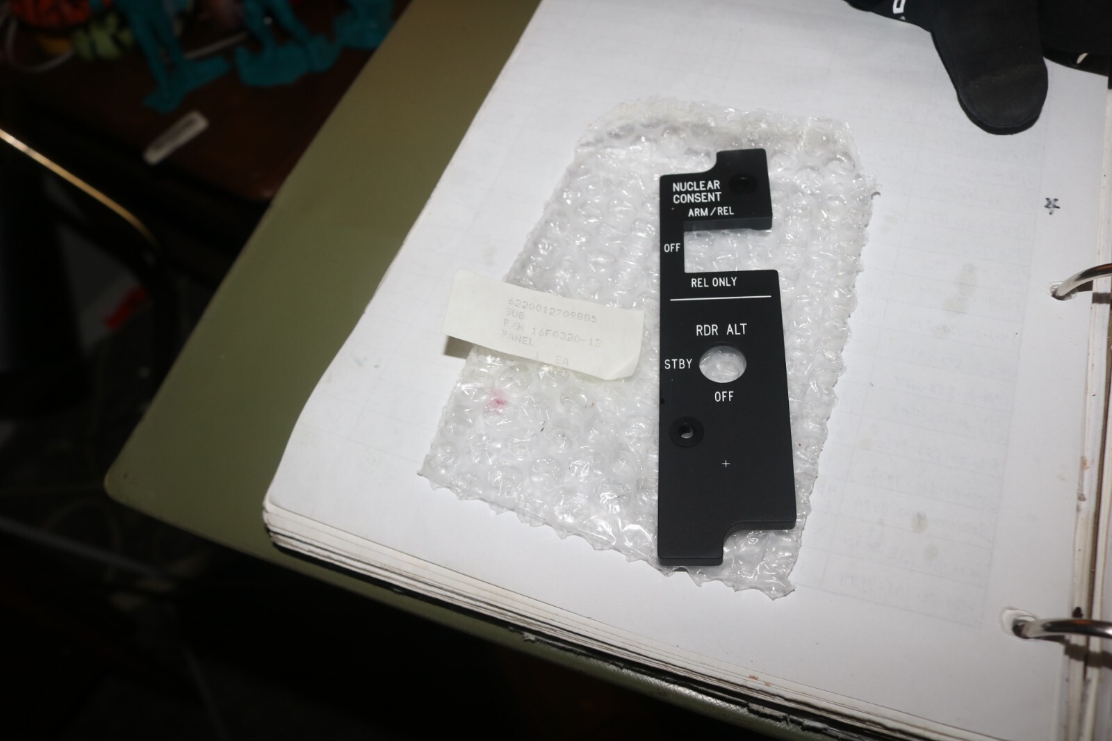 NOS Vintage F-16 nuclear consent radar altimeter cockpit panel 16F0320-13 NOS Vintage F-16 nuclear consent radar altimeter cockpit panel 16F0320-13