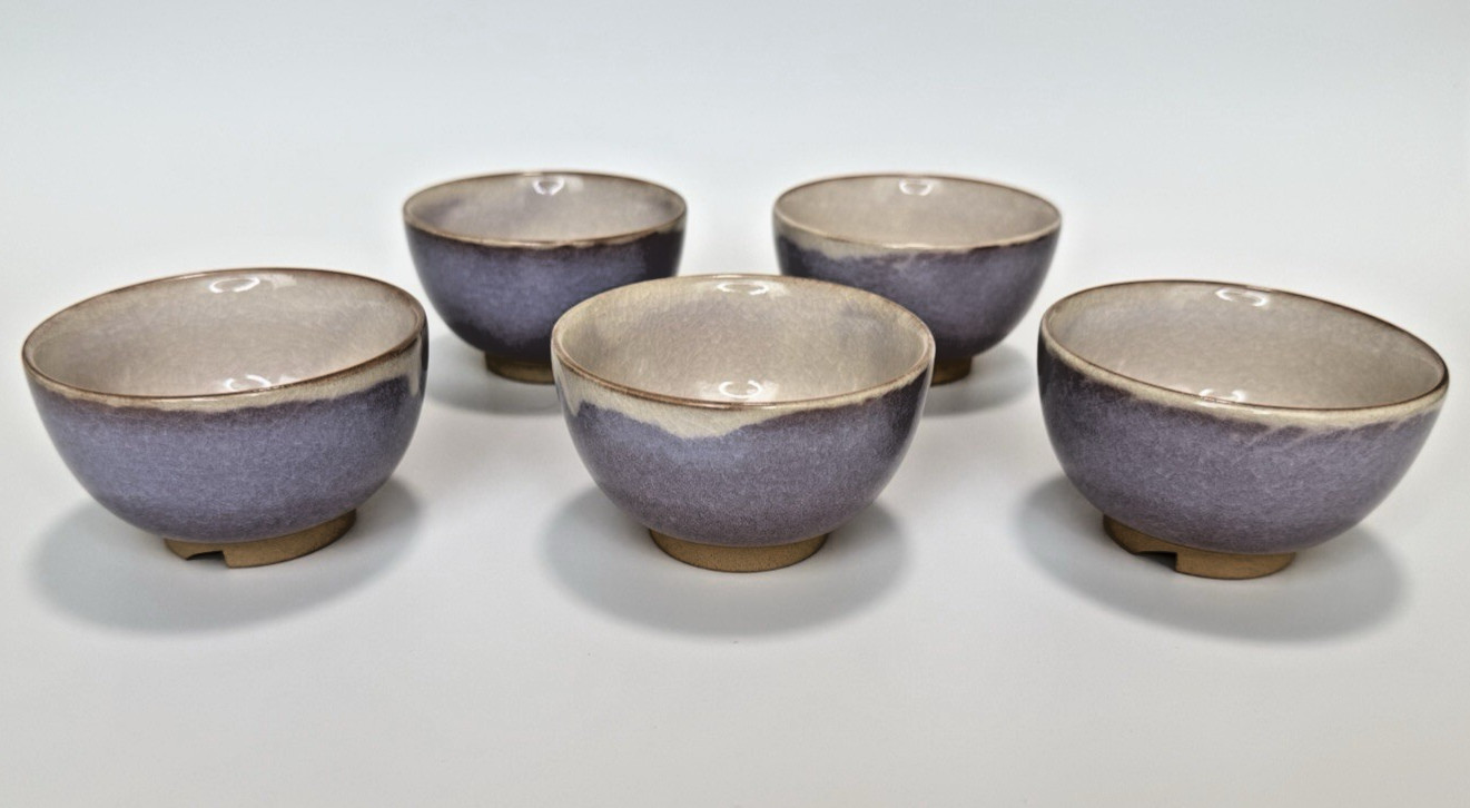 Hagi yaki ware Yunomi Japanese pottery tea cup set of 5 Kumidashi Yusai Purple Hagi yaki ware Yunomi Japanese pottery tea cup set of 5 Kumidashi Yusai Purple