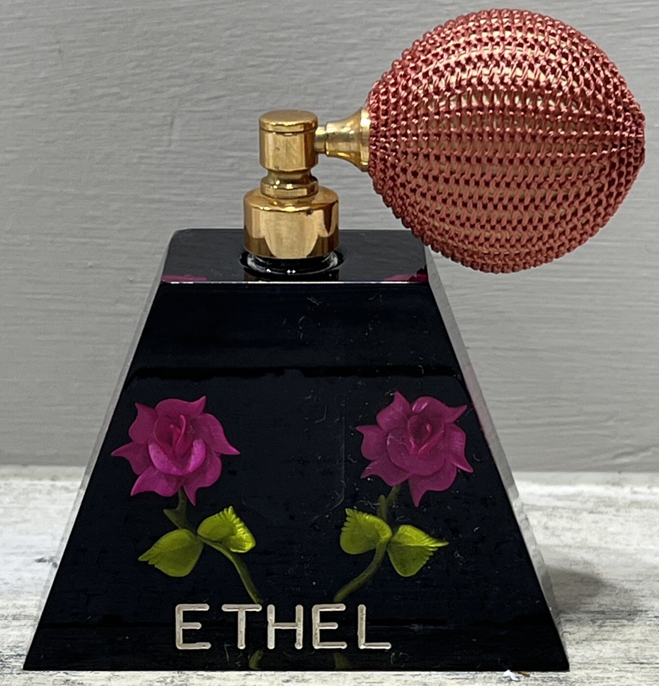 Vintage Ethel Double Rose Pyramid Shape Perfume Mister Beautiful Vintage Ethel Double Rose Pyramid Shape Perfume Mister Beautiful