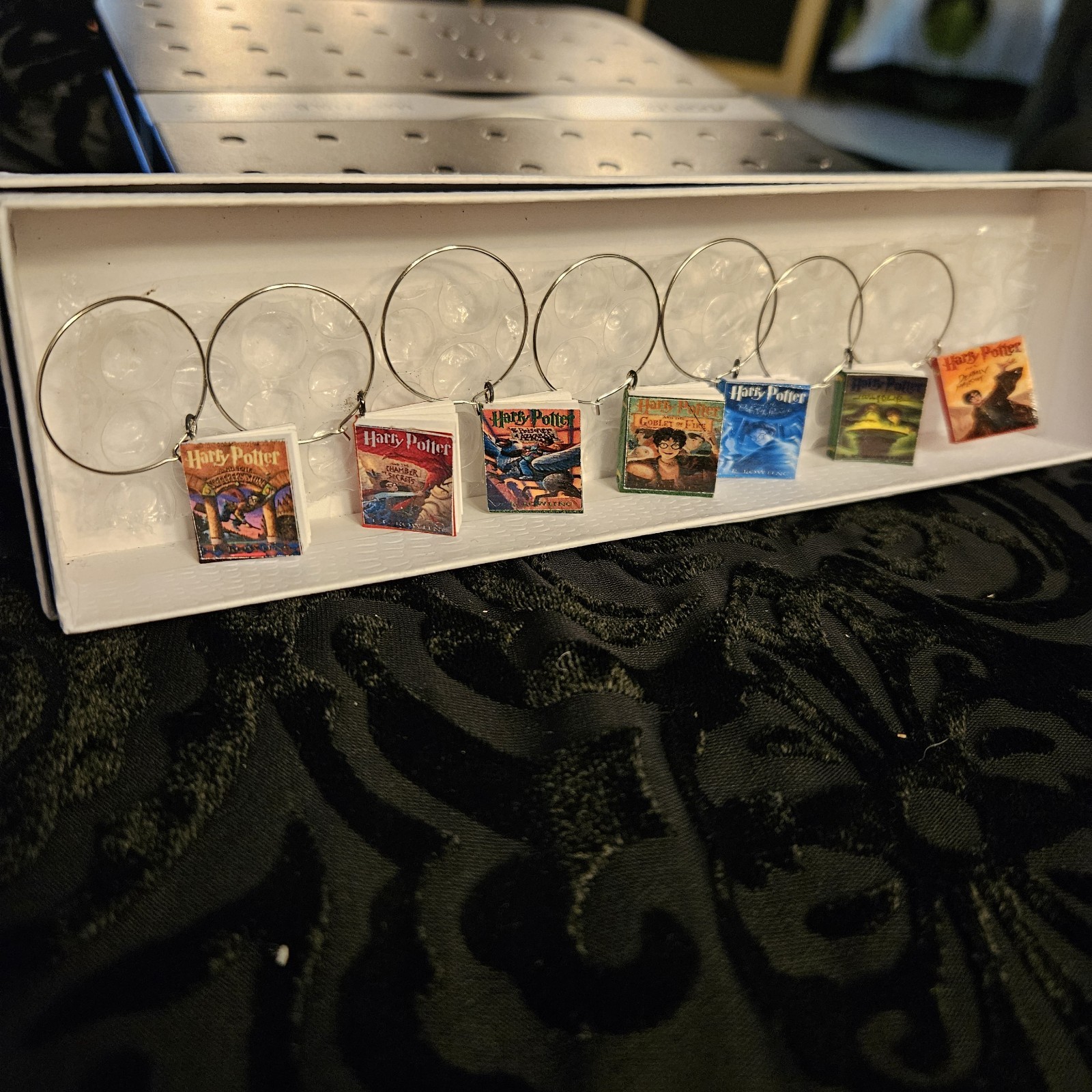 Harry Potter Wine Glass Charms Set of 7 Miniature Books Complete Series New