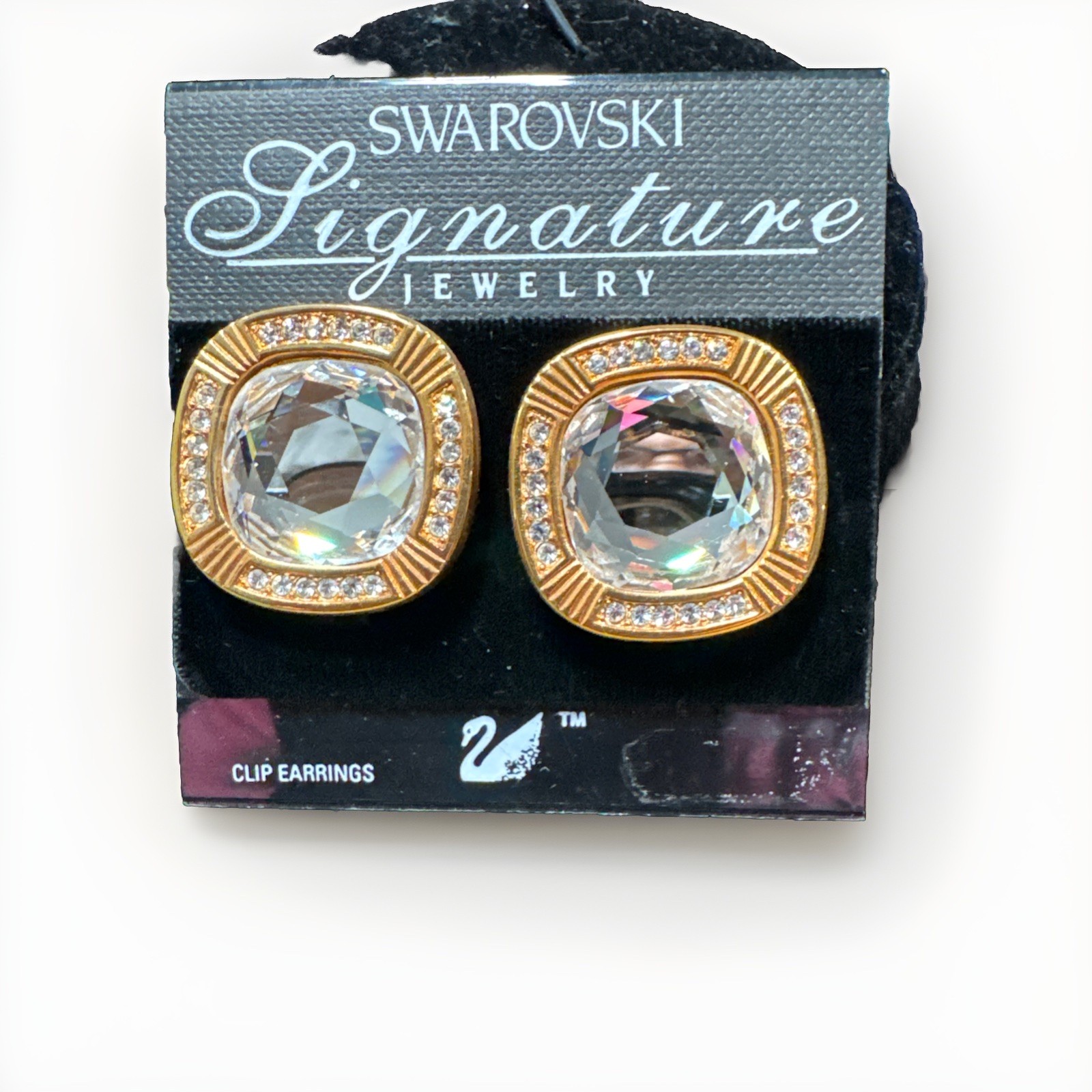 SIGNED SWAROVSKI S.A.L. CLIP EARRINGS NEW RETIRED 