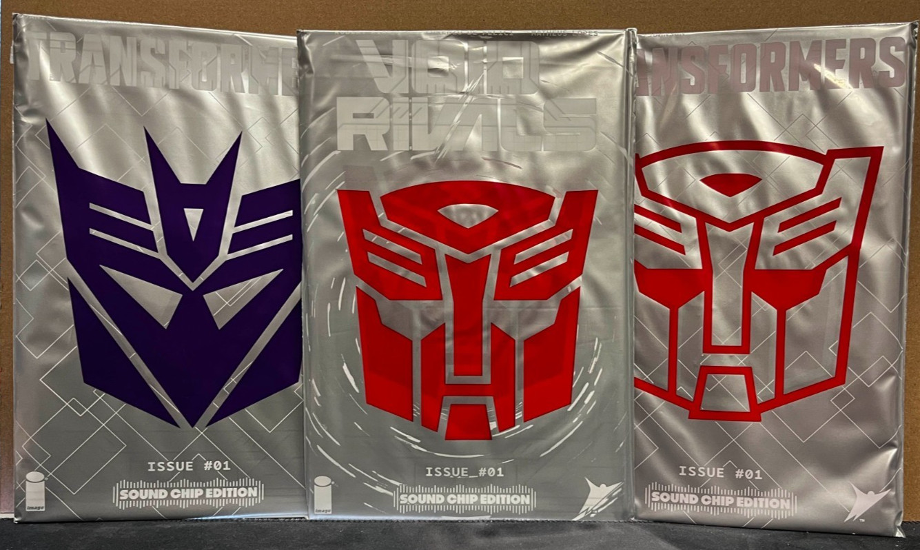 [Image] Transformers #1 A & B Covers, Void Rivals #1 Foil Sound Chip Reprint Set