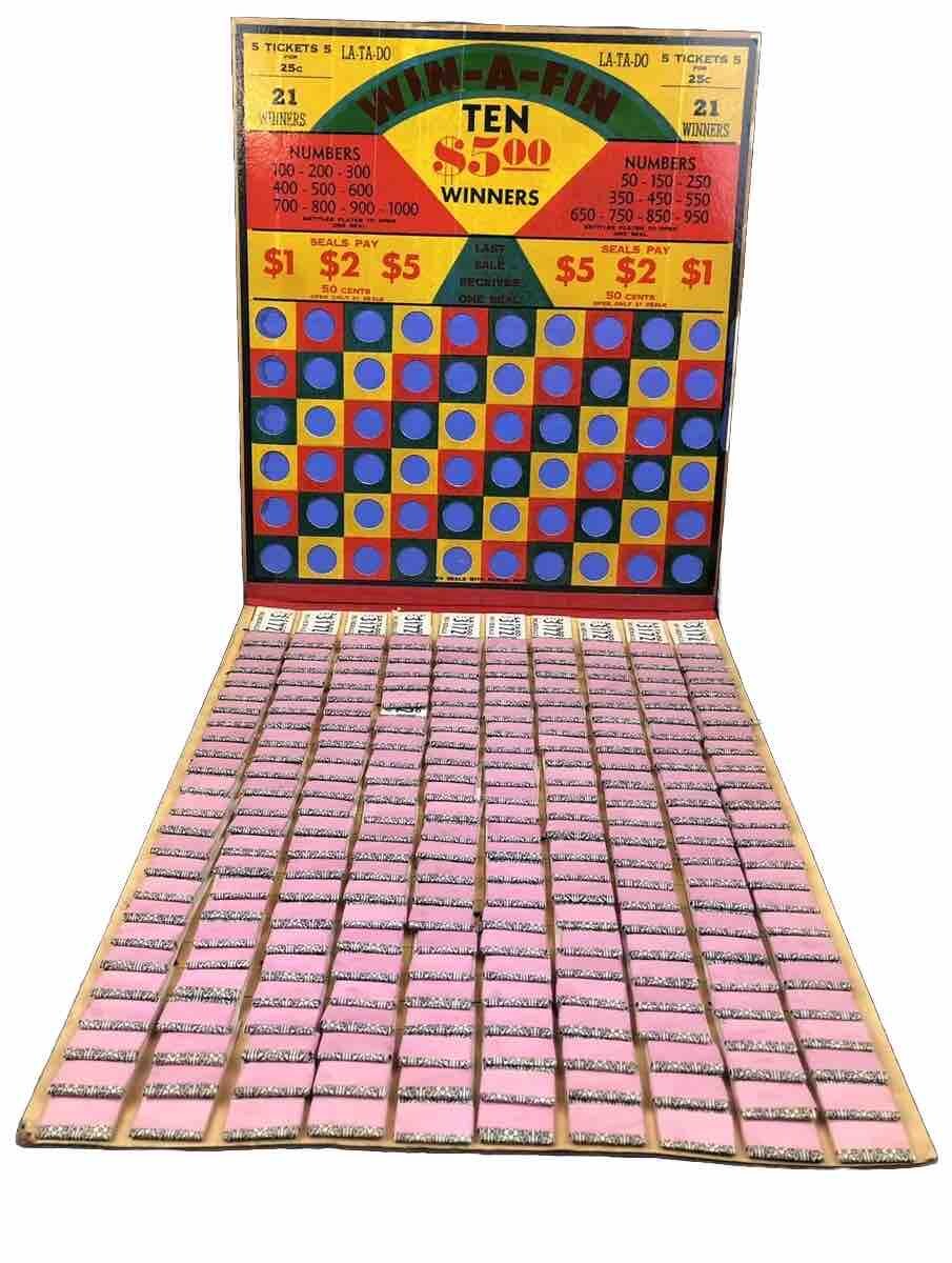 Win-A-Fin Rare Vintage Gambling Punchboard Unused Has Original Packaging Win-A-Fin Rare Vintage Gambling Punchboard Unused Has Original Packaging