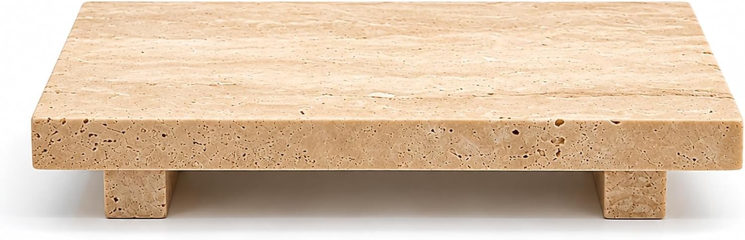 Travertine Vanity Riser for Soap & Perfume 9.84 in Pedestal Tray for Jewelry