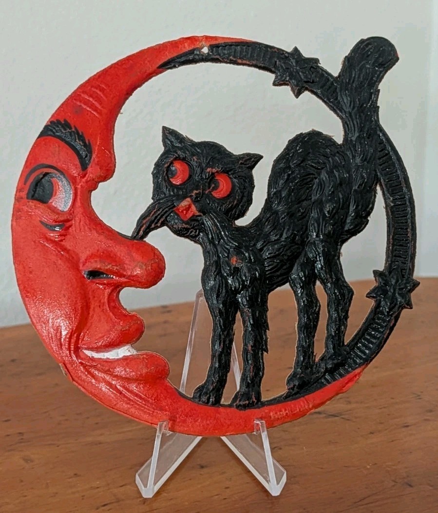 1930s Antique Vintage Halloween German Germany Standing Cat Embossed Die Cut 5\ 1930s Antique Vintage Halloween German Germany Standing Cat Embossed Die Cut 5\