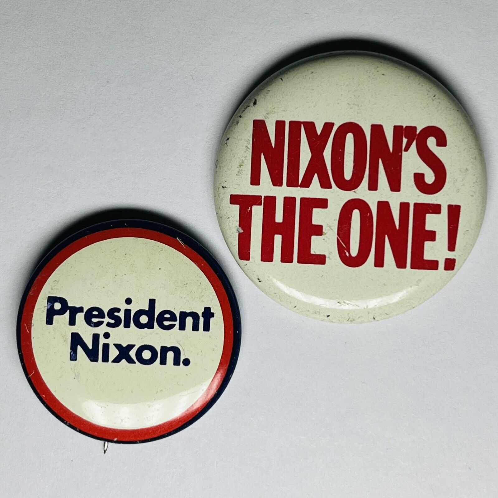 President RICHARD NIXON Nixon’s The One 1972 Election Campaign Buttons Lot Of 2