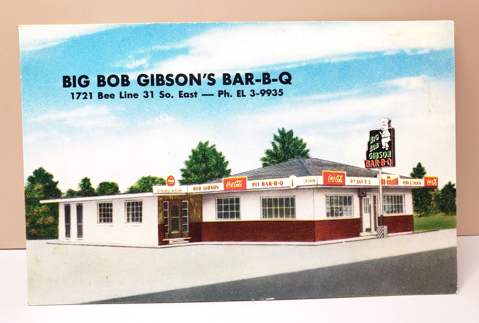 Big Bob Gibson's Barbecue - Decatur Alabama - Vintage Postcard