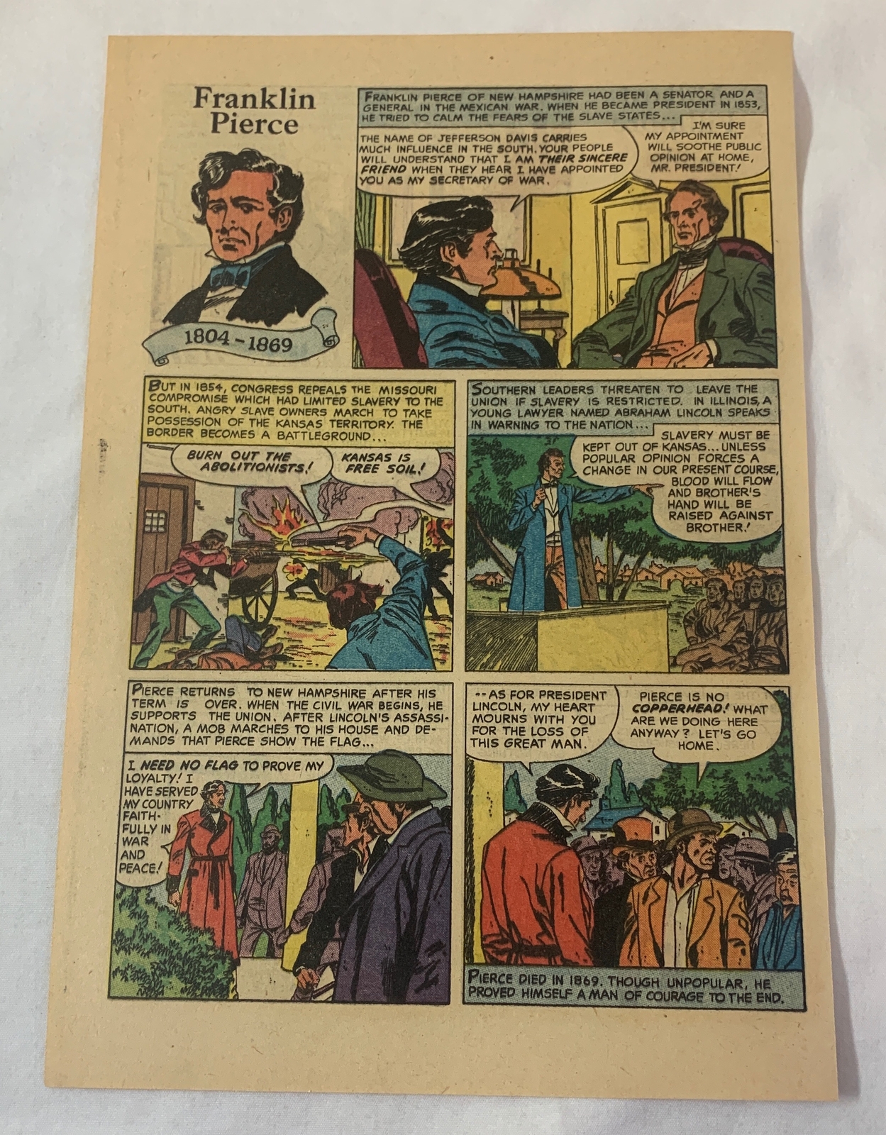 1957 cartoon page ~ FRANKLIN PIERCE 1957 cartoon page ~ FRANKLIN PIERCE