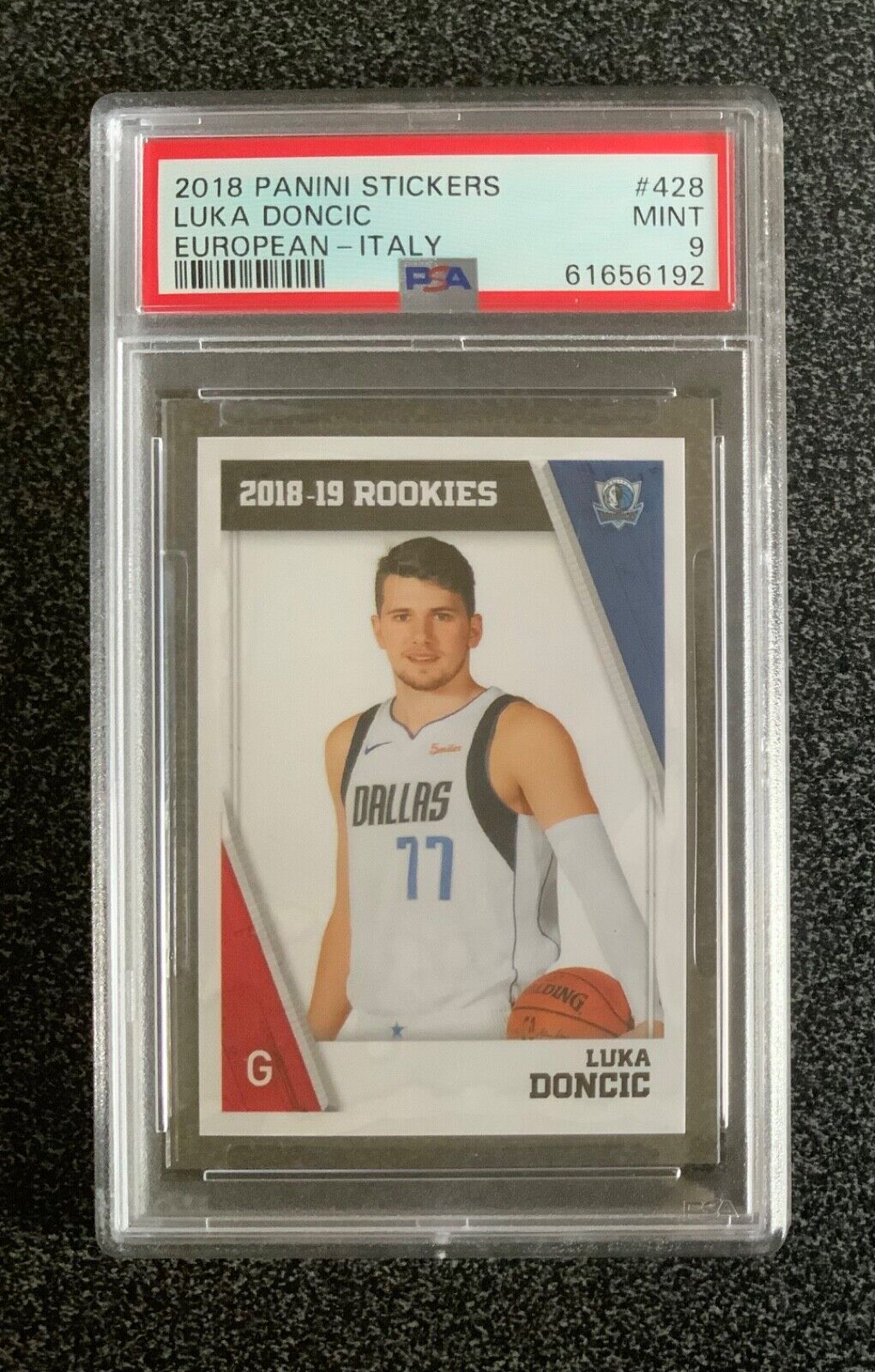 2018-2019 Panini Stickers Luka Doncic European-Italy #428 PSA MINT 9 RC ROOKIE