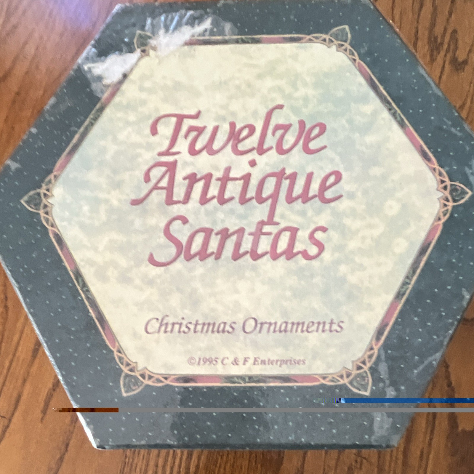 Box of 12 Antique Santa’s Christmas Ornaments In Original Box