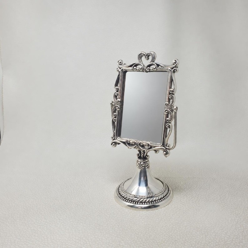 Brighton Marie Antoinette Silver Heart Pedestal Swivel Vanity Mirror Brighton Marie Antoinette Silver Heart Pedestal Swivel Vanity Mirror