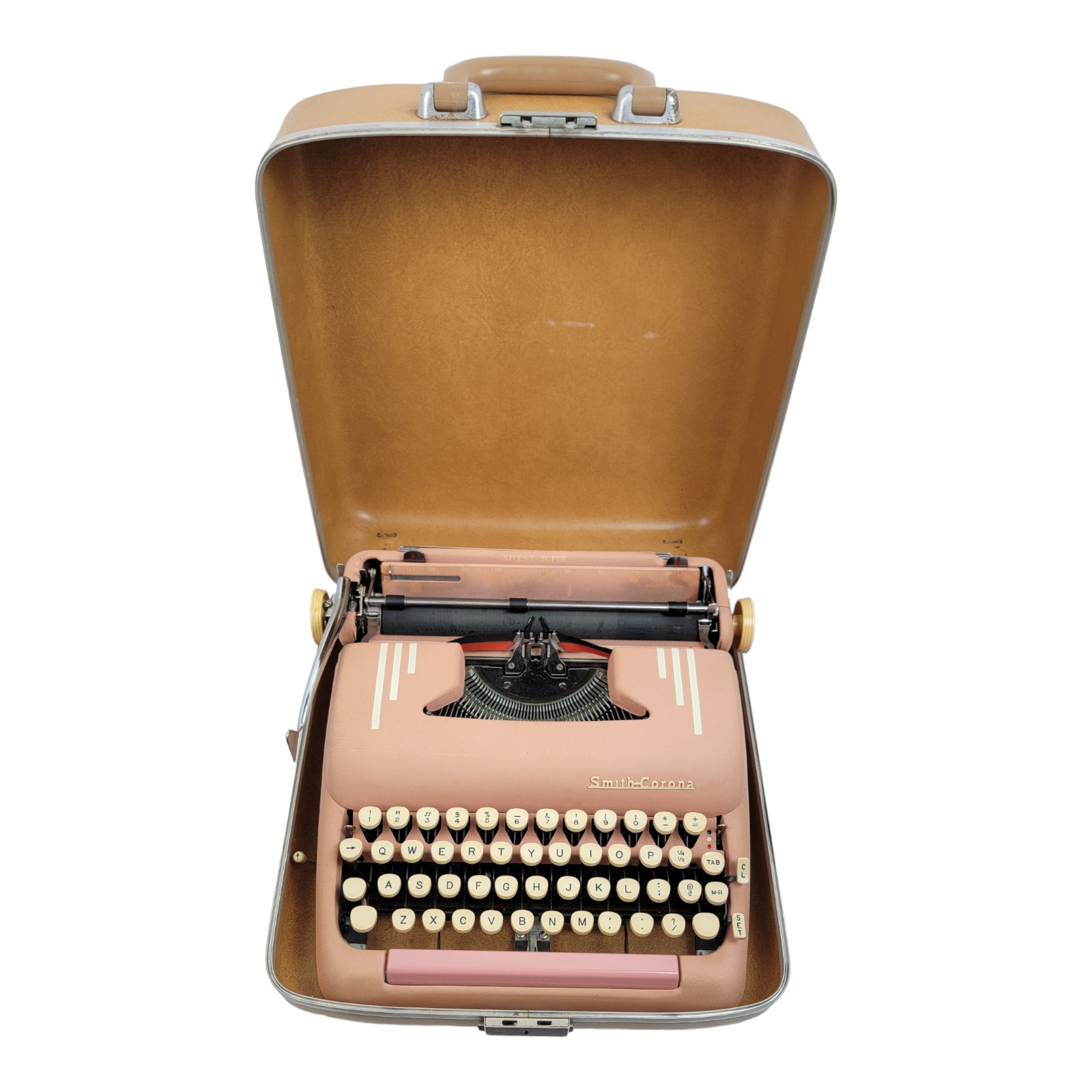 Vintage 1950's Smith-Corona Silent-Super 5T PINK Typewriter with Case