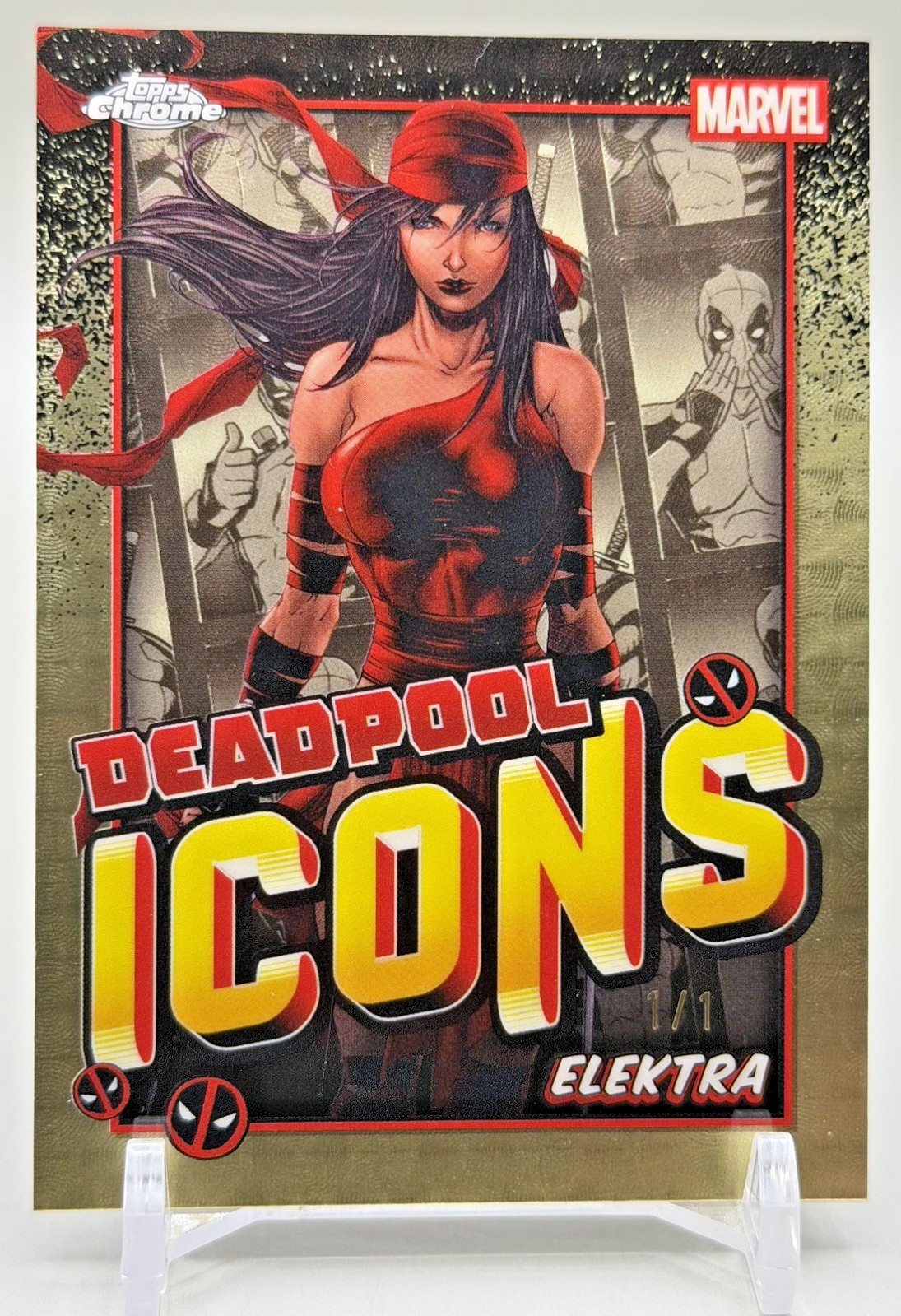 2025 Topps Chrome Marvel #DI-7 Elektra Deadpool Icons SuperFractor 1/1 2025 Topps Chrome Marvel #DI-7 Elektra Deadpool Icons SuperFractor 1/1