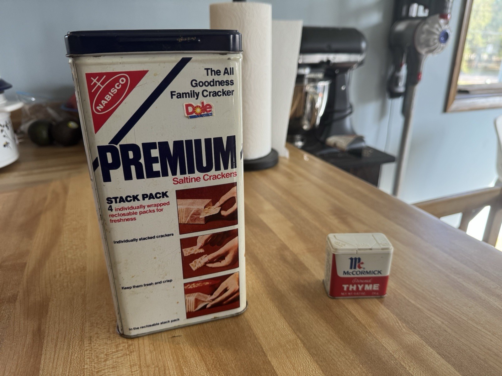 Vintage Nabisco Saltine Cracker Tin & McCormick Thyme Spice Canister - 1970s