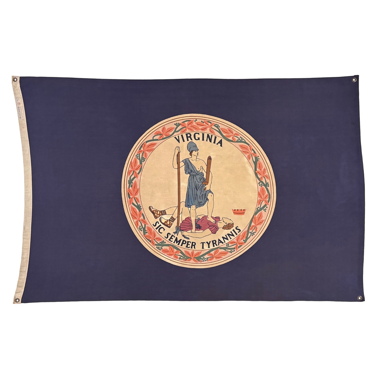 Vintage Cotton Virginia American State Flag Cloth Sic Semper Tyrannis USA