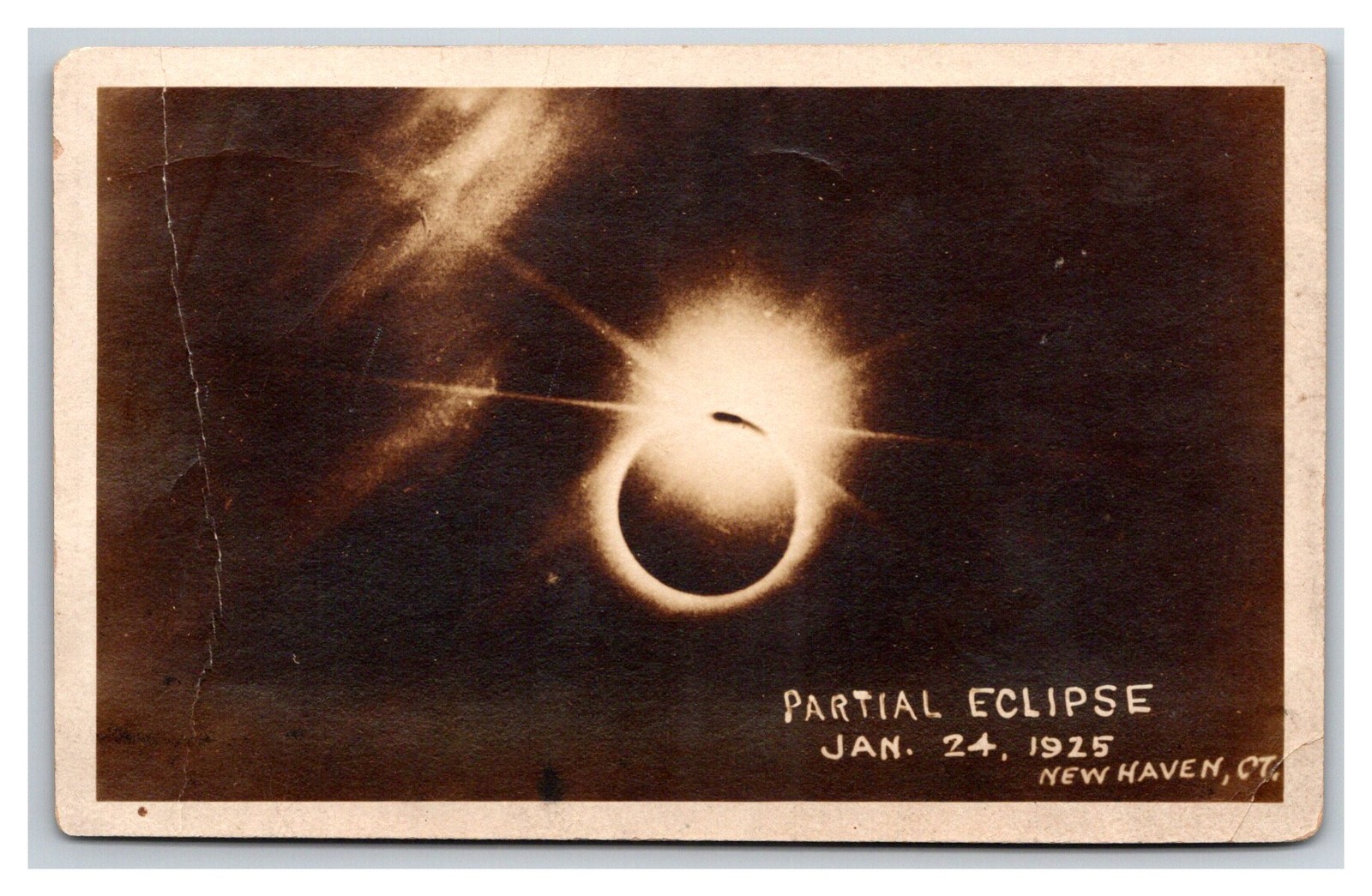 RPPC Of The Jan. 24, 1925 Partial Solar Eclipse ~ Seen In New Haven, Connecticut RPPC Of The Jan. 24, 1925 Partial Solar Eclipse ~ Seen In New Haven, Connecticut
