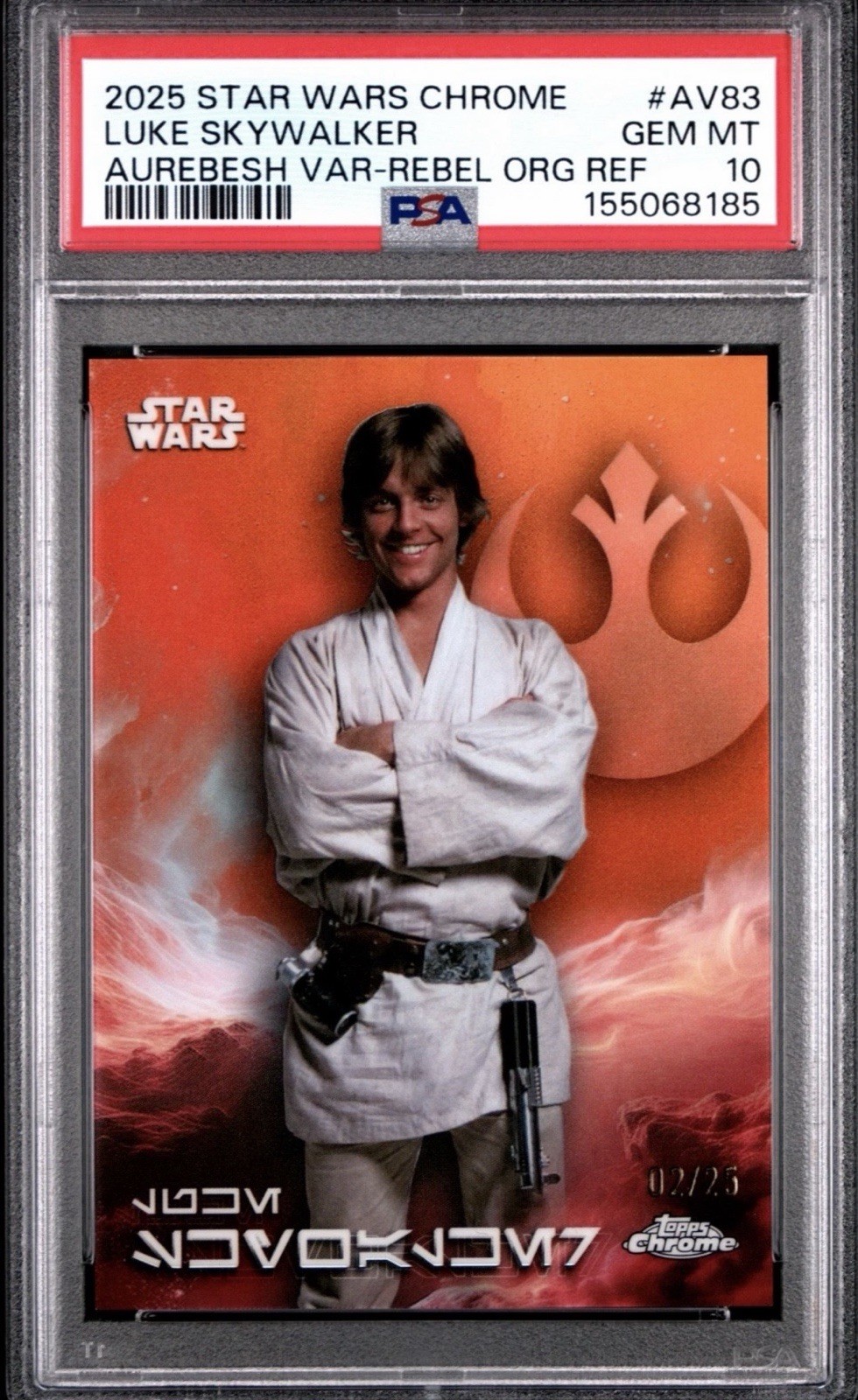 Topps 2025 Star Wars Chrome Luke Skywalker Aurebesh /25 PSA 10 Topps 2025 Star Wars Chrome Luke Skywalker Aurebesh /25 PSA 10