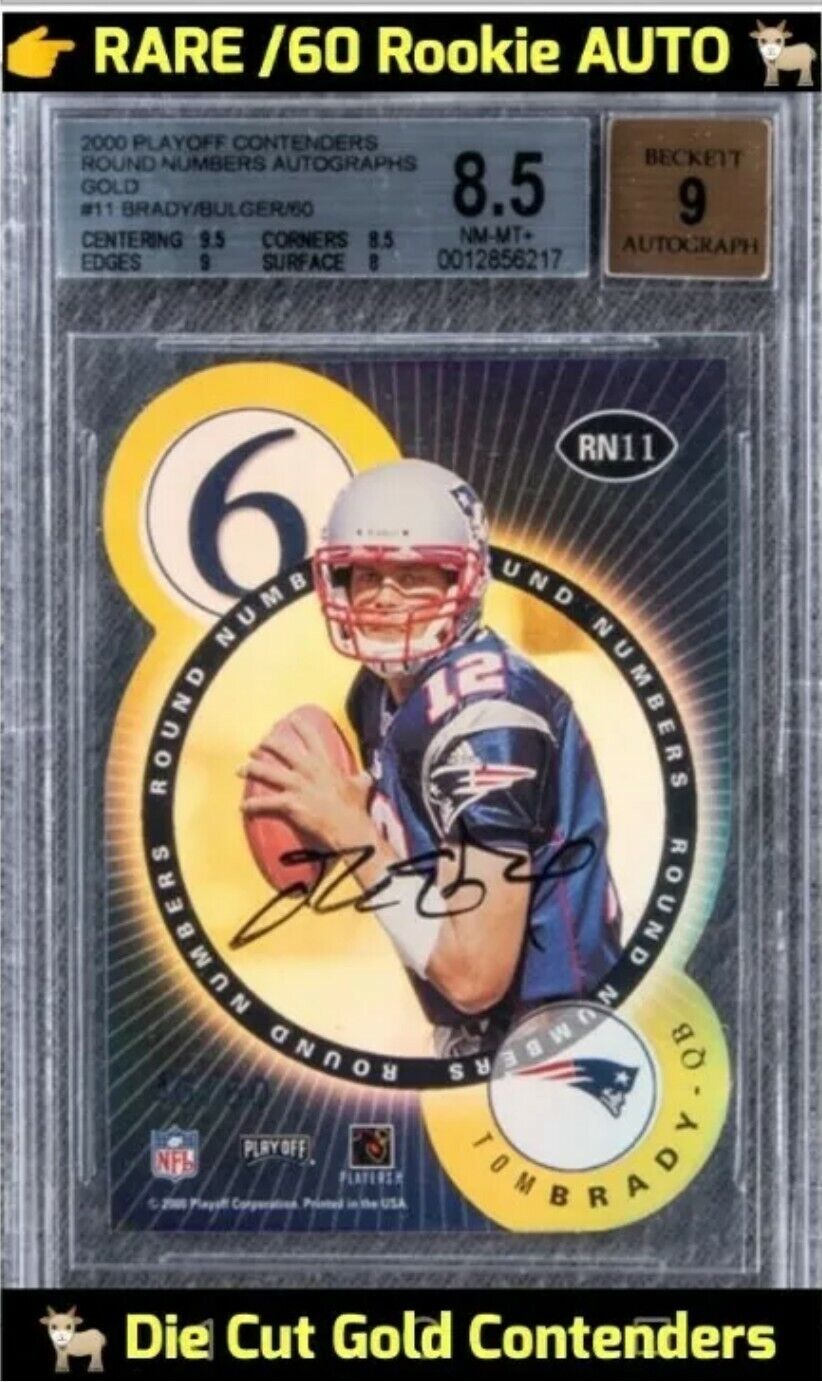2000 Contenders GOLD /60 Round AUTO On-Card Rookie RC Tom Brady BGS 8.5 9 ⚡RARE