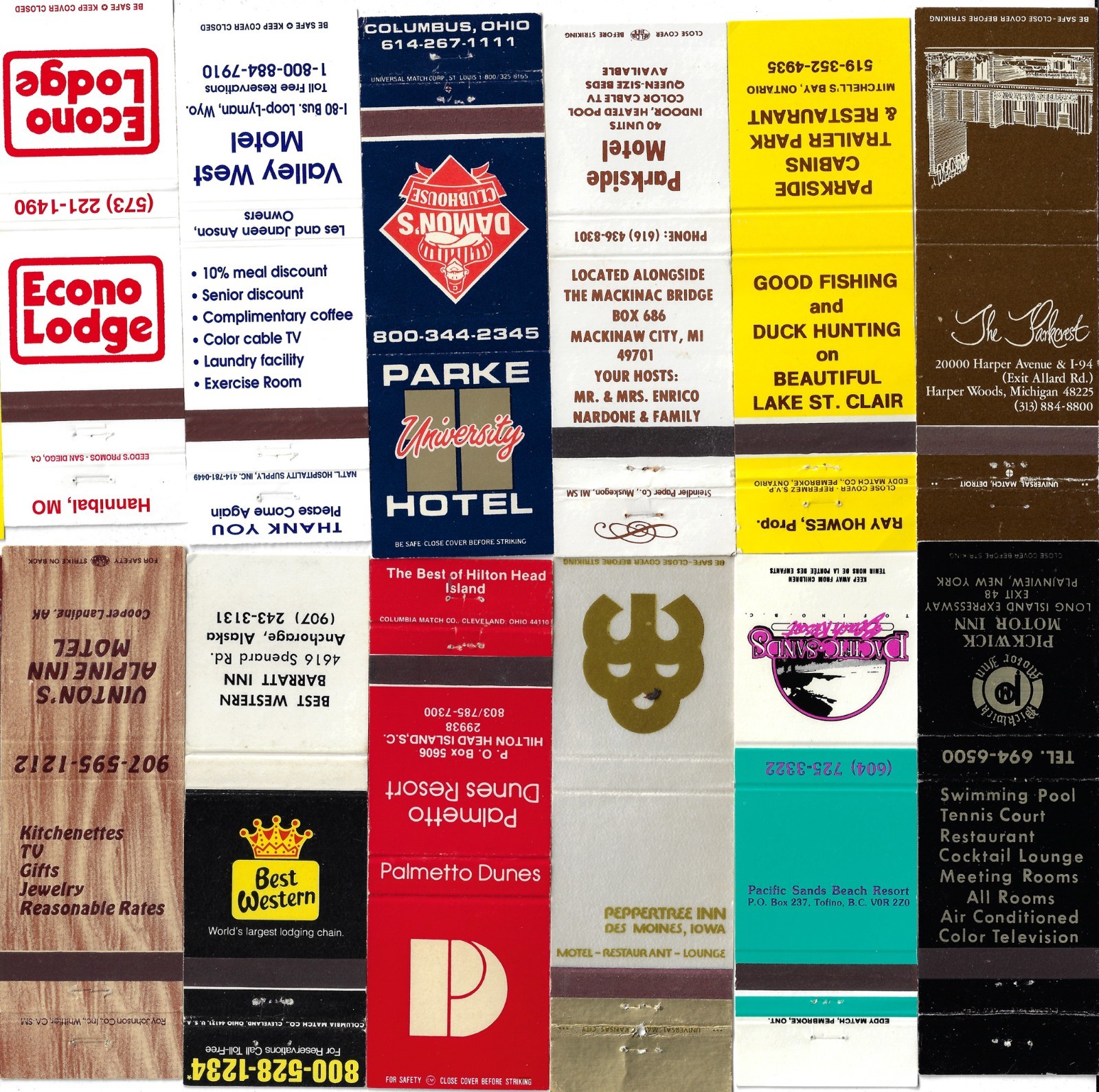 Lot of 50 Mixed Matchbook Covers 20S Hotels from 80' 90's Lot of 50 Mixed Matchbook Covers 20S Hotels from 80' 90's