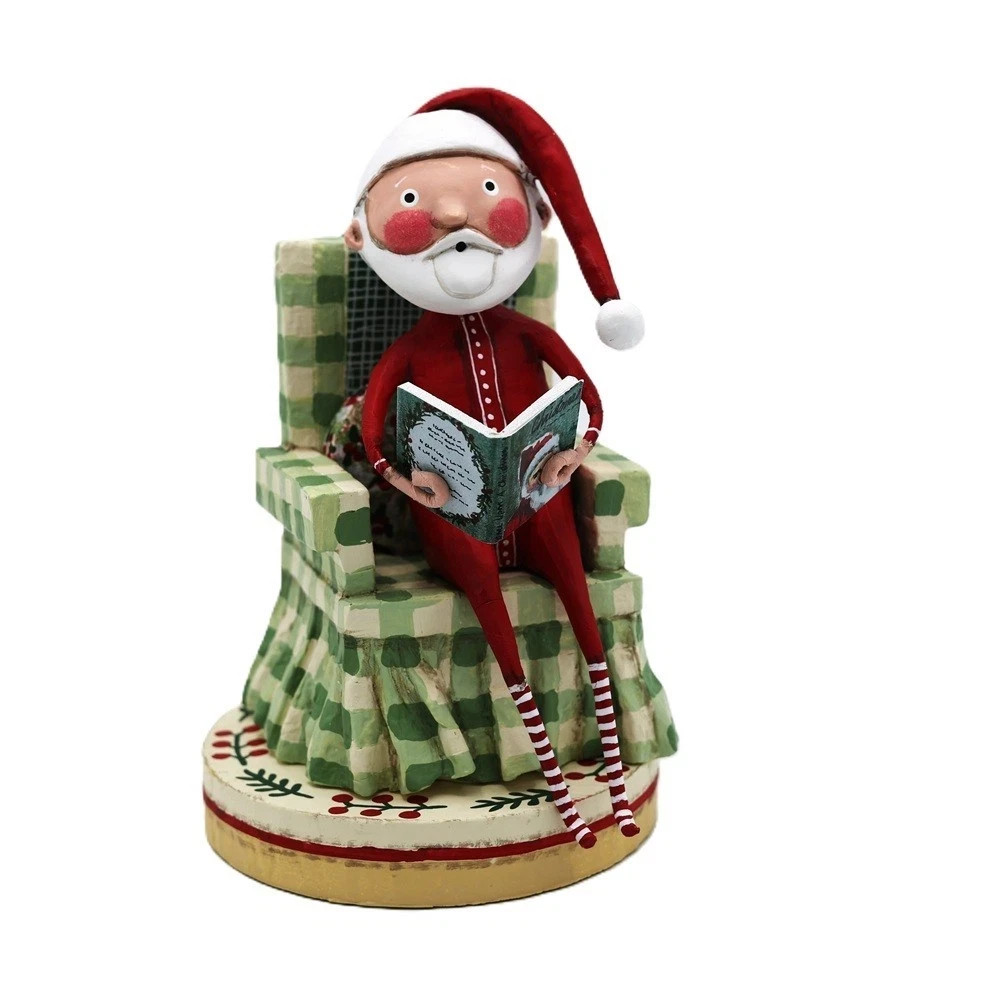 Lori Mitchell Santa Claus Christmas Story Reading Book Figurine Folk Art Decor Lori Mitchell Santa Claus Christmas Story Reading Book Figurine Folk Art Decor